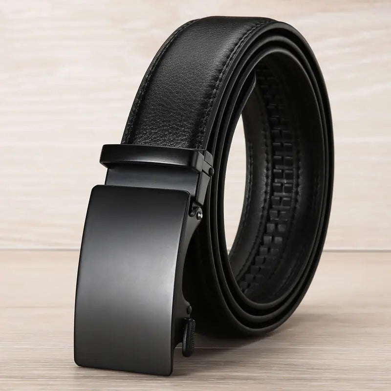Ceinture homme noire à boucle automatique, largeur 3,5 cm, noir