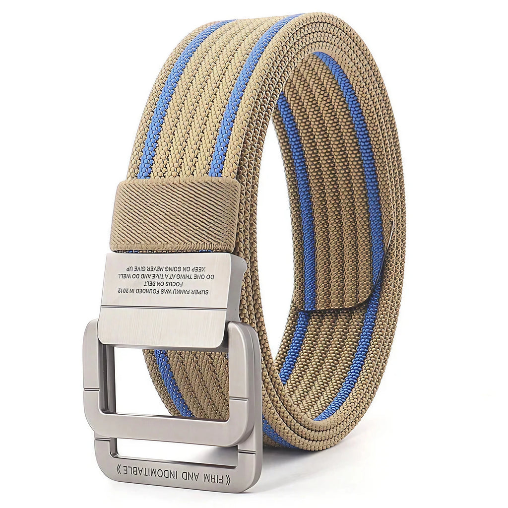 Ceinture mixte à boucle double anneau, unie ou rayée, 120 cm