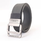 Ceinture mixte à boucle double anneau, unie ou rayée, 120 cm, gris foncé