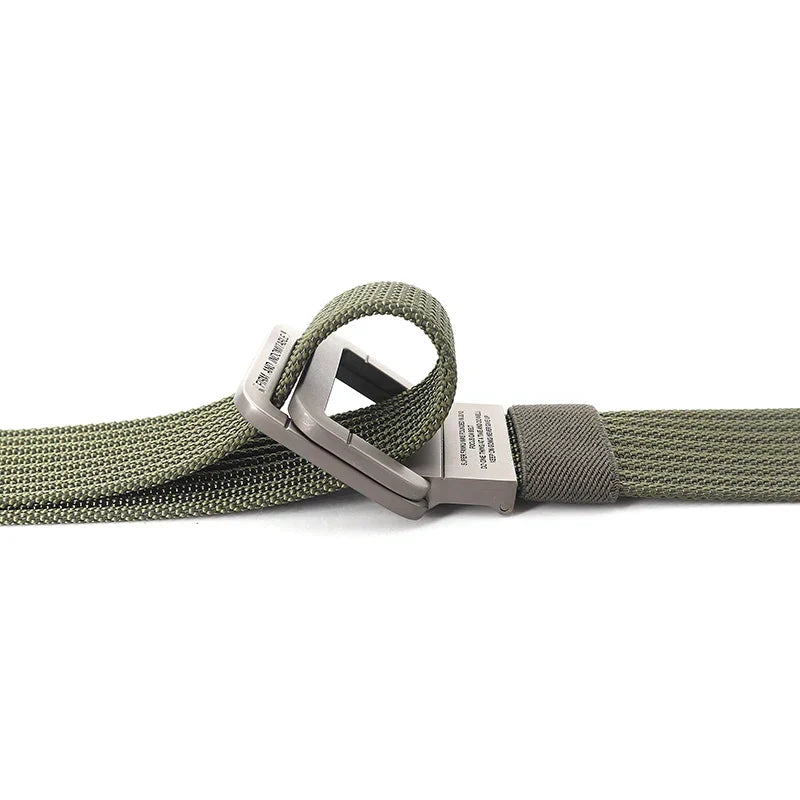 Ceinture mixte à boucle double anneau, unie ou rayée, 120 cm