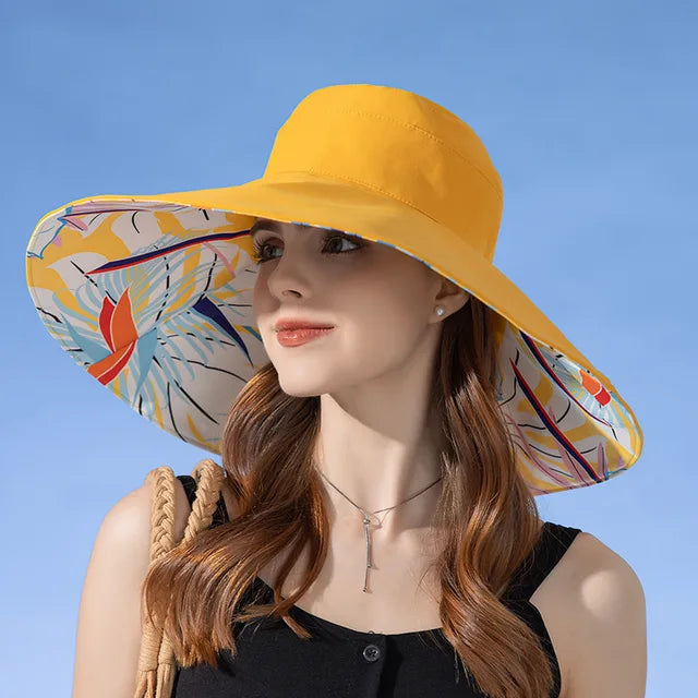 Bob femme réversible pour l'été, quatre coloris, jaune