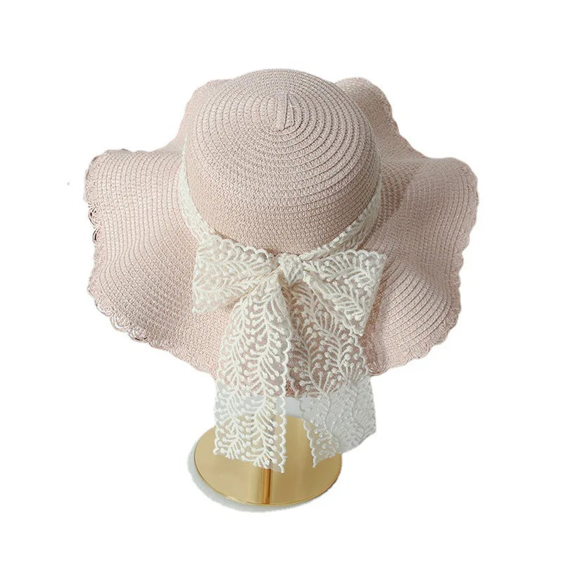 Chapeau d'été femme à dentelle, bord de 8 cm, quatre coloris