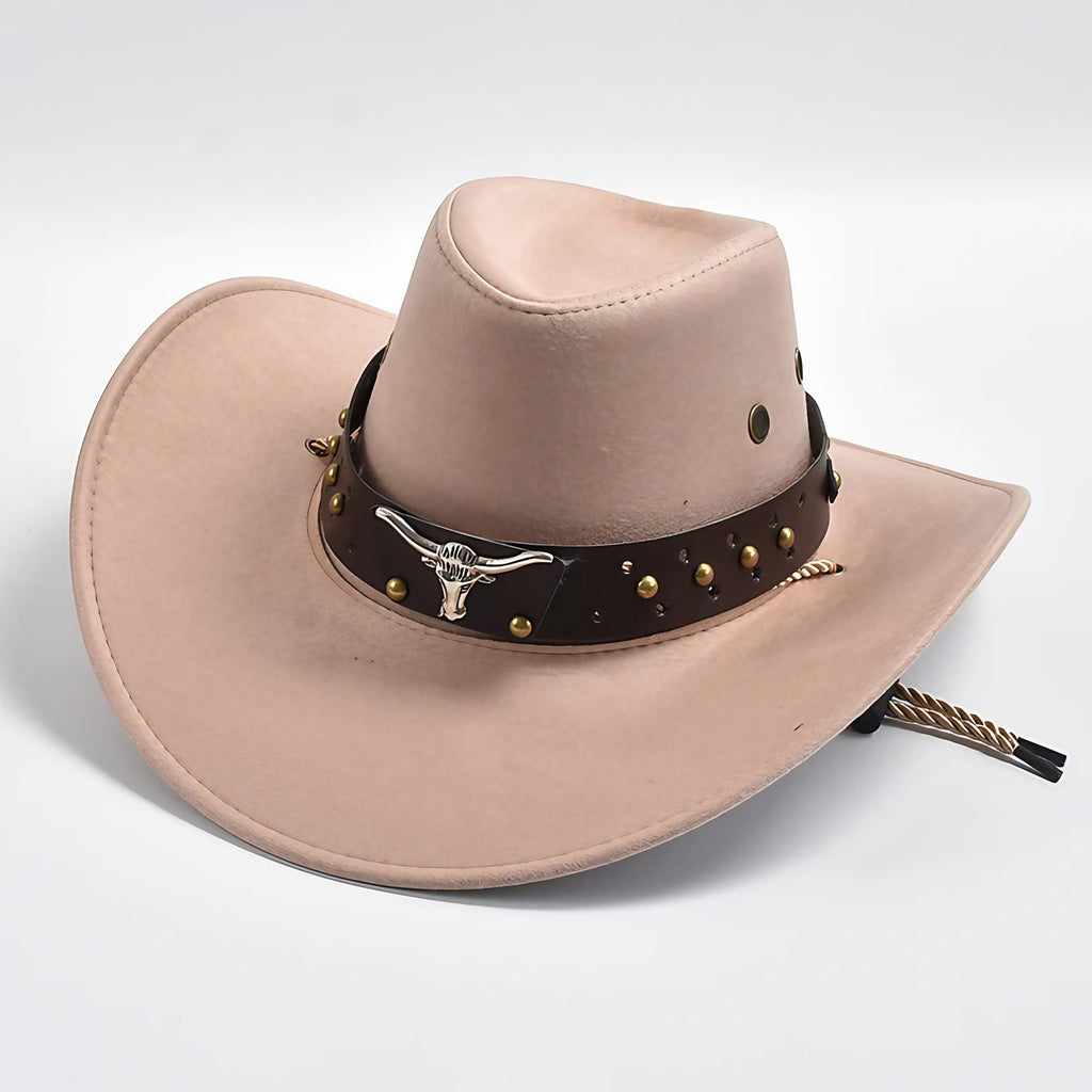 Chapeau de cow-boy à jugulaire tressée réglable, six coloris, champagne