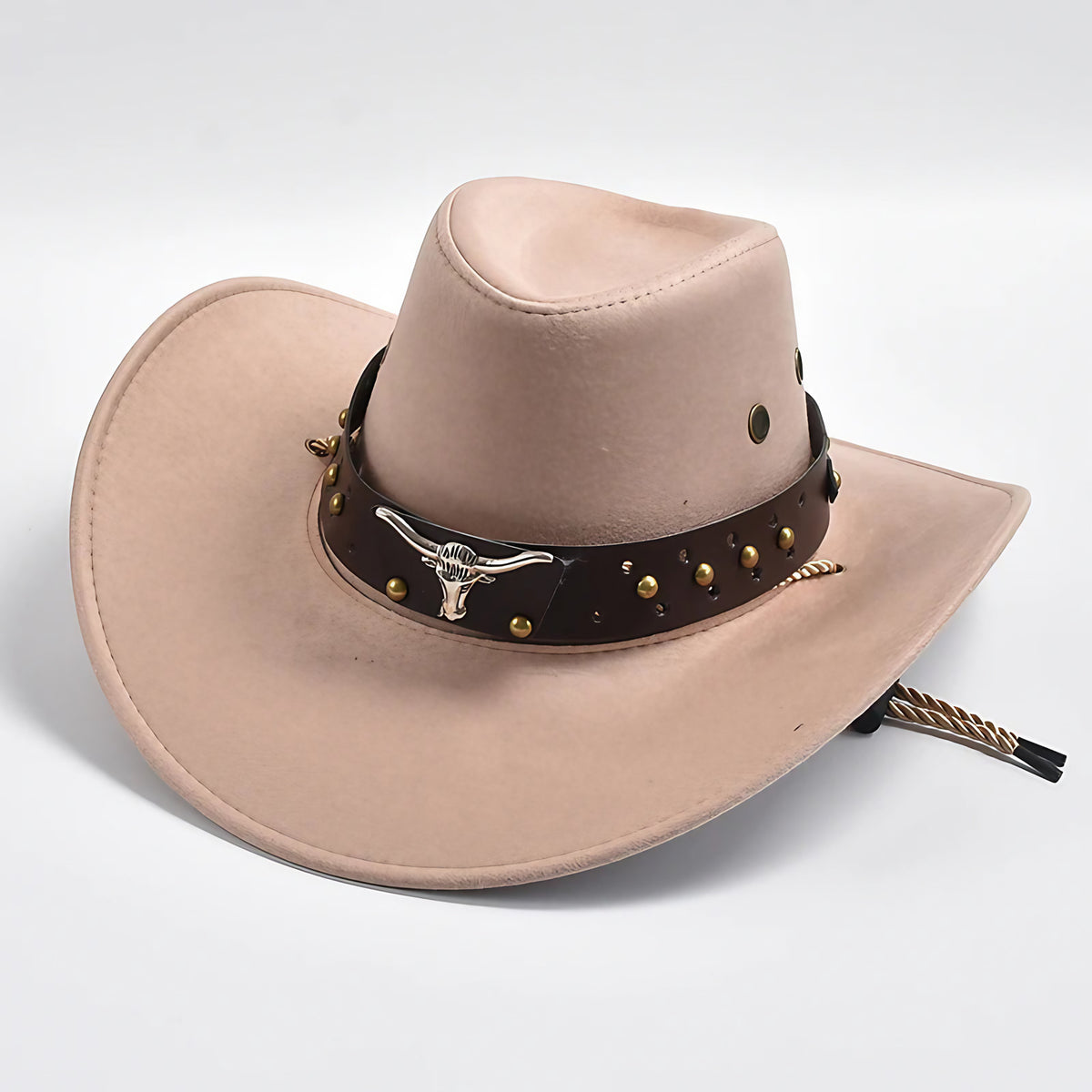 Chapeau de cow-boy à jugulaire tressée réglable, six coloris, champagne
