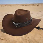 Chapeau de cow-boy à jugulaire tressée réglable, six coloris, café