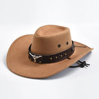 Chapeau de cow-boy à jugulaire tressée réglable, six coloris, kaki
