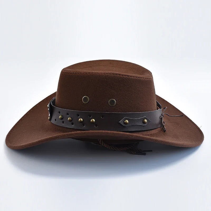 Chapeau de cow-boy à jugulaire tressée réglable, six coloris