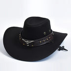 Chapeau de cow-boy à jugulaire tressée réglable, six coloris, noir