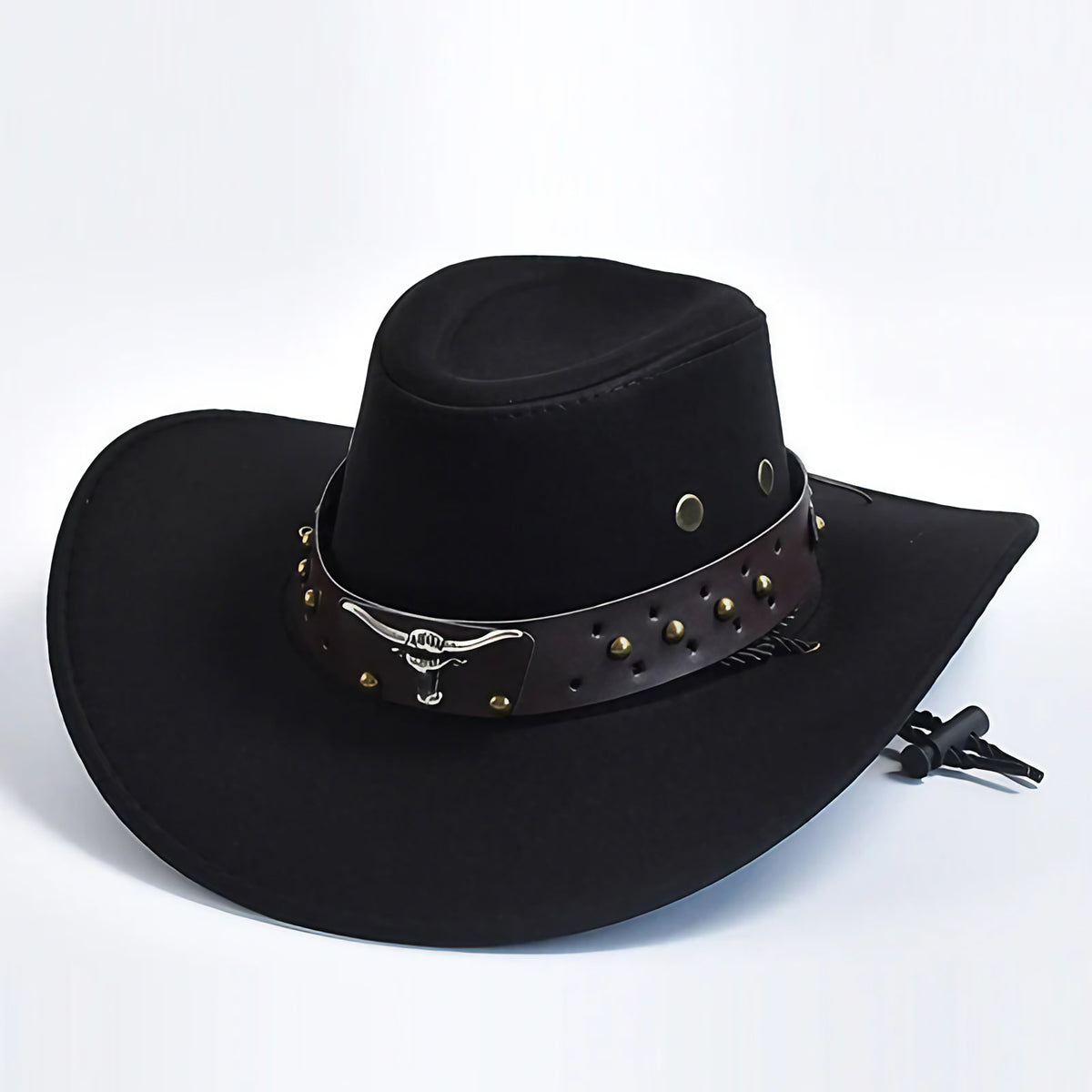 Chapeau de cow-boy à jugulaire tressée réglable, six coloris, noir