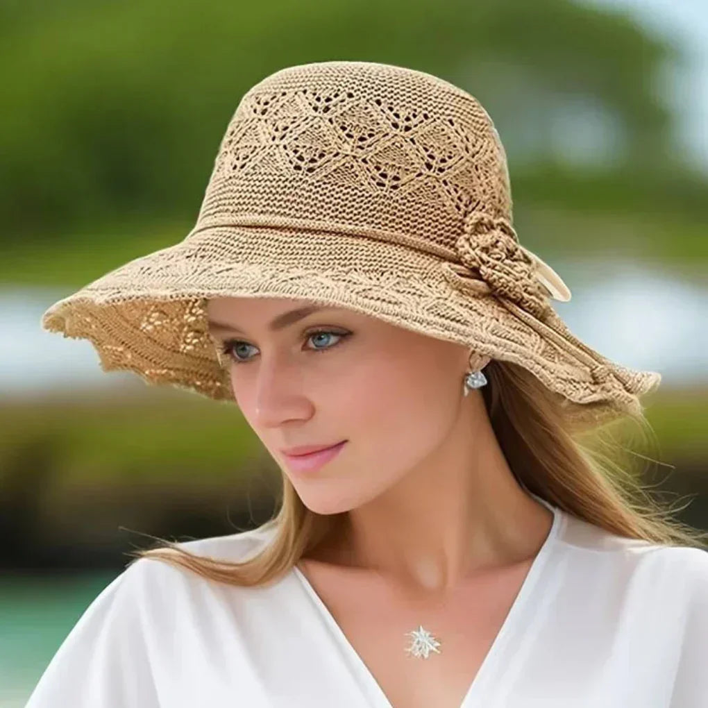 Chapeau de soleil femme anti UV, cinq coloris, café