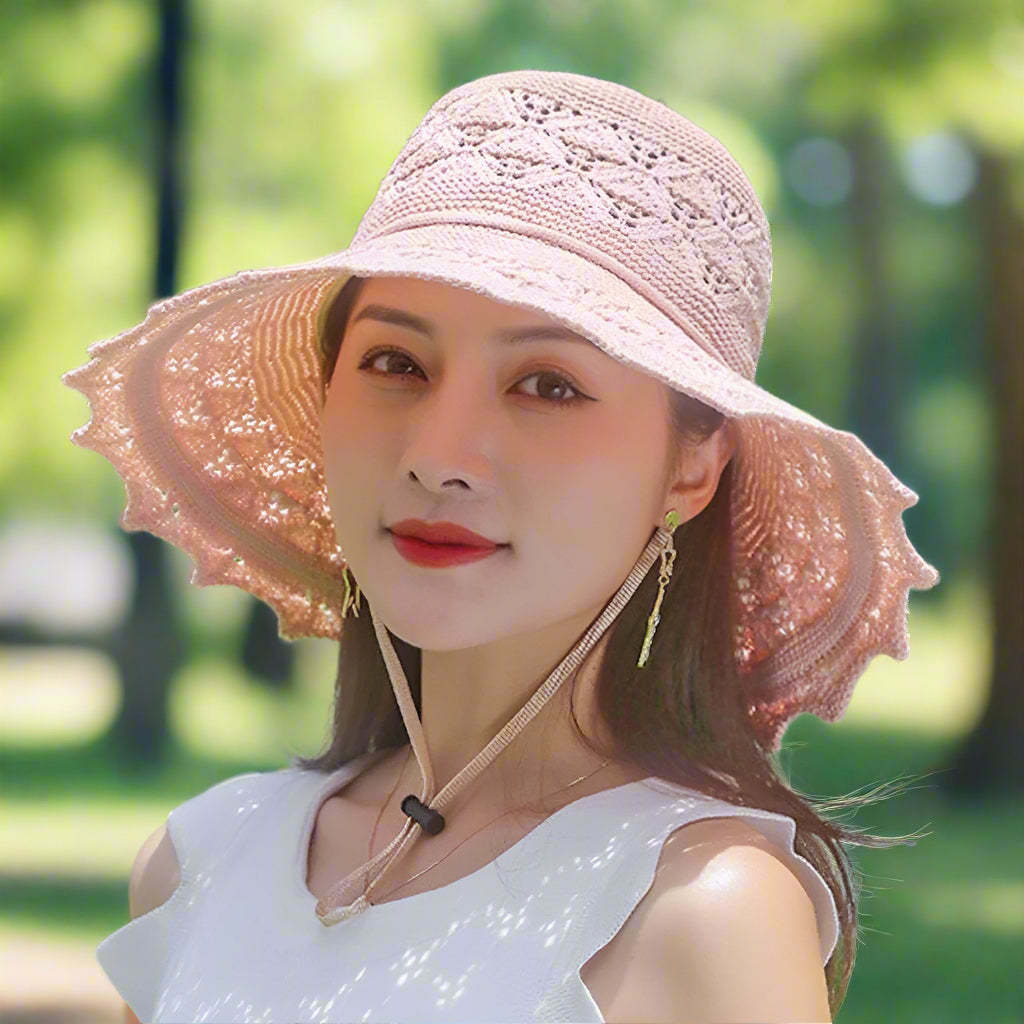 Chapeau de soleil femme anti UV, cinq coloris, rose