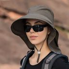 Chapeau de soleil femme à large bord et couvre-nuque amovible
