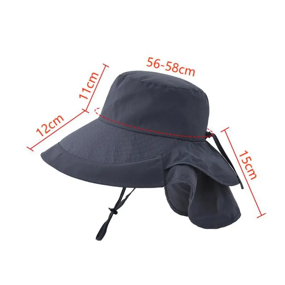 Chapeau de soleil femme à large bord et couvre-nuque amovible