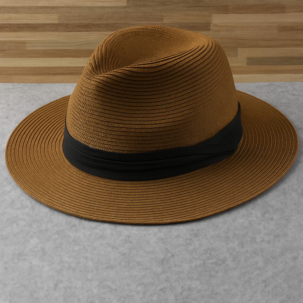 Chapeau Panama à large bord, tour de tête réglable 54 à 59 cm, brun