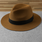 Chapeau Panama à large bord, tour de tête réglable 54 à 59 cm, brun