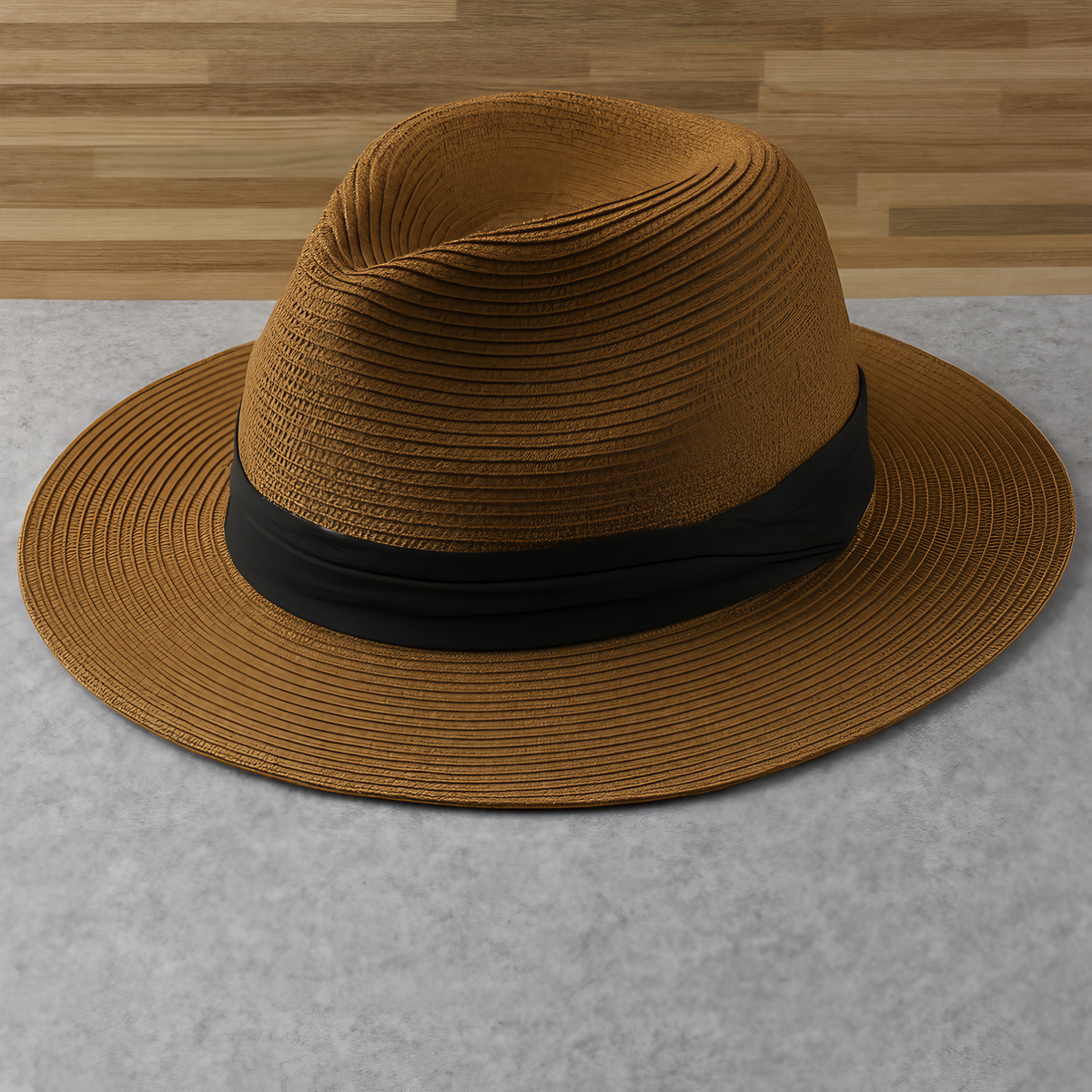 Chapeau Panama à large bord, tour de tête réglable 54 à 59 cm, brun