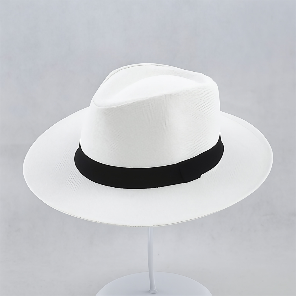Chapeau Panama à large bord, tour de tête réglable 54 à 59 cm, blanc