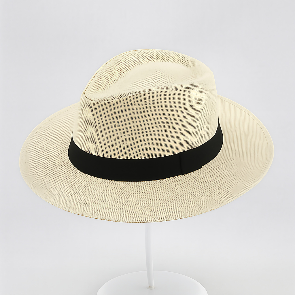 Chapeau Panama à large bord, tour de tête réglable 54 à 59 cm, beige