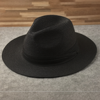 Chapeau Panama à large bord, tour de tête réglable 54 à 59 cm, noir