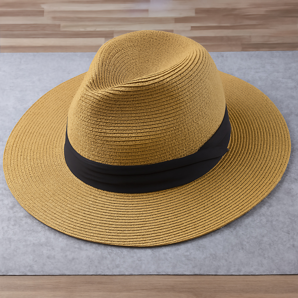 Chapeau Panama à large bord, tour de tête réglable 54 à 59 cm, kaki