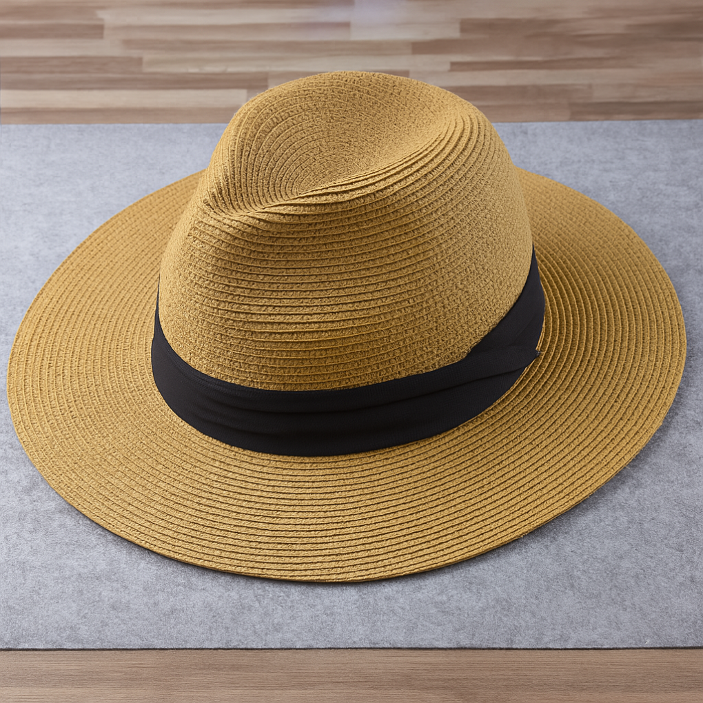 Chapeau Panama à large bord, tour de tête réglable 54 à 59 cm, kaki