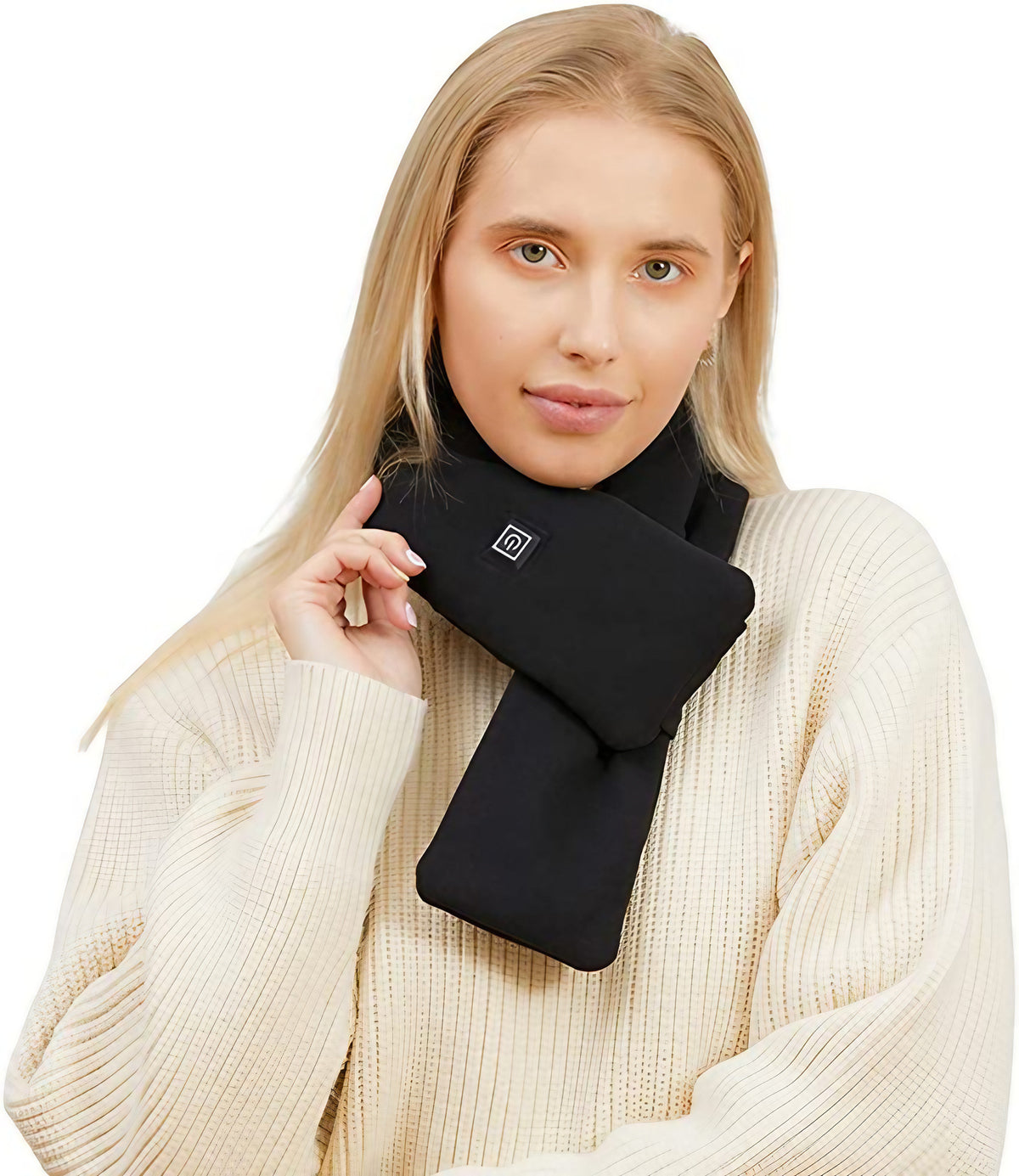 Écharpe chauffante rechargeable par USB, chaleur réglable, mixte, noir