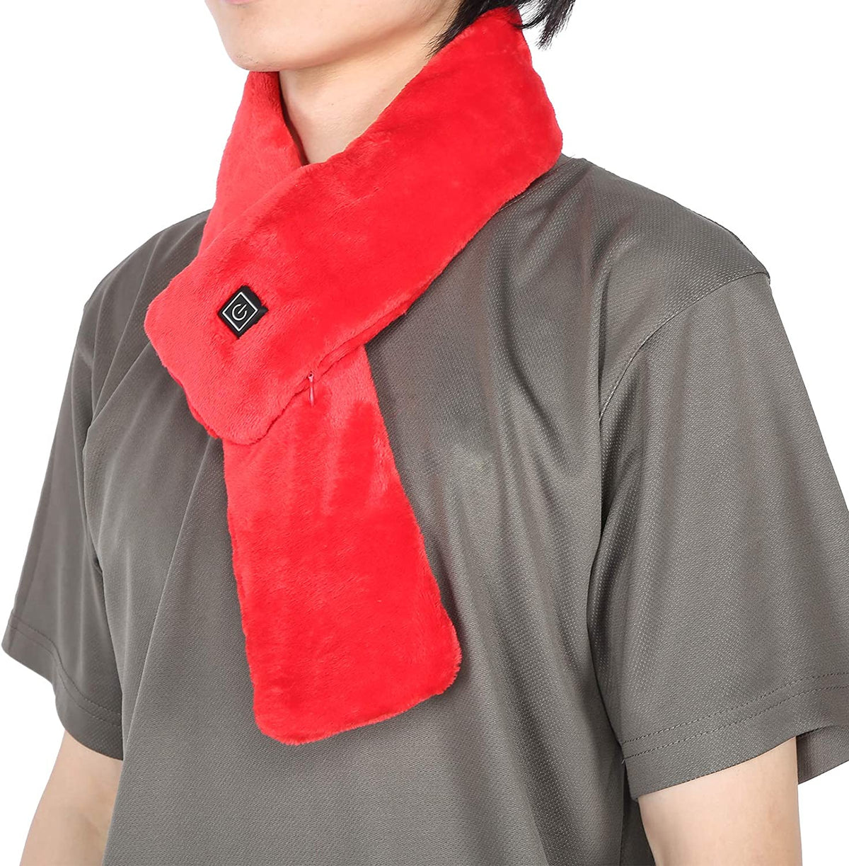 Écharpe chauffante rechargeable par USB, chaleur réglable, mixte, rouge