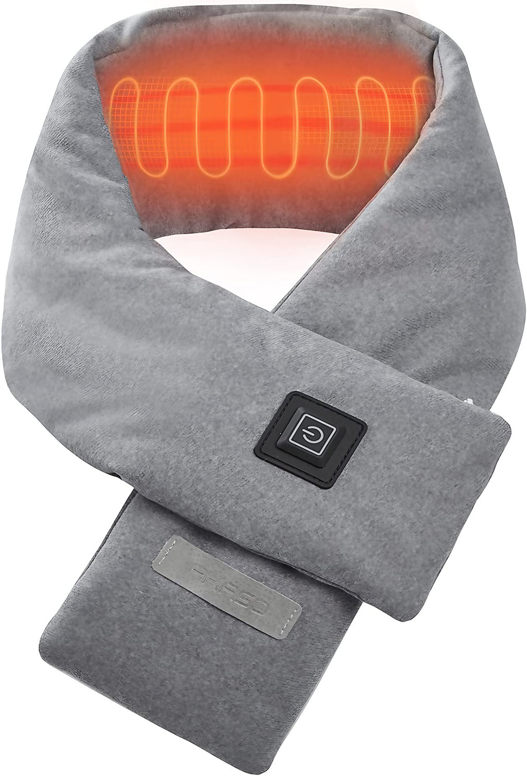 Écharpe chauffante rechargeable par USB, chaleur réglable, mixte, gris
