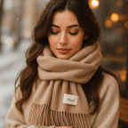 Écharpe d'hiver femme large à franges, six coloris, beige