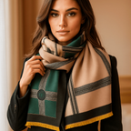 Écharpe d'hiver femme en maille ample, reflets brillants discrets, vert
