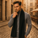 Écharpe homme rayée à chevrons, dix coloris d'hiver, noir