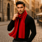Écharpe homme rayée à chevrons, dix coloris d'hiver, rouge