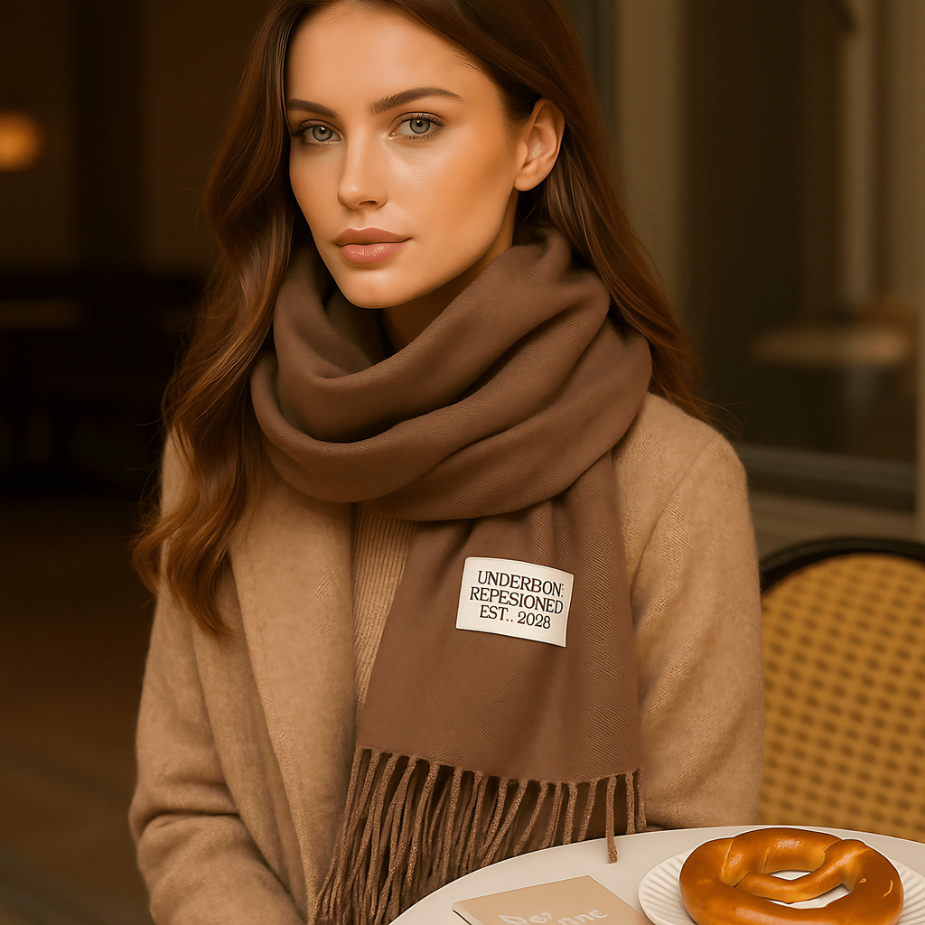 Écharpe réversible femme effet pashmina, treize coloris, café