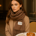 Écharpe réversible femme effet pashmina, treize coloris, café