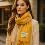Écharpe réversible femme effet pashmina, treize coloris, jaune