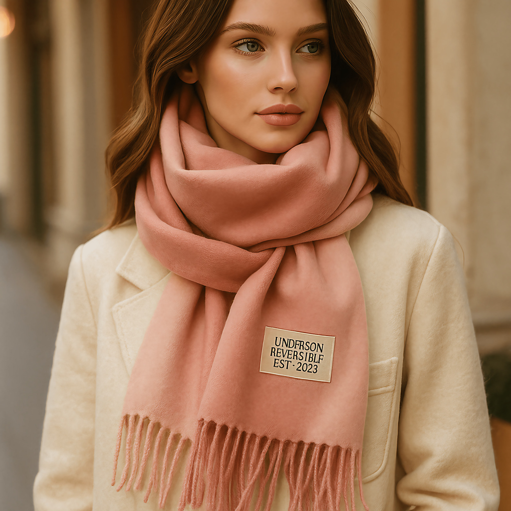 Écharpe réversible femme effet pashmina, treize coloris, rose