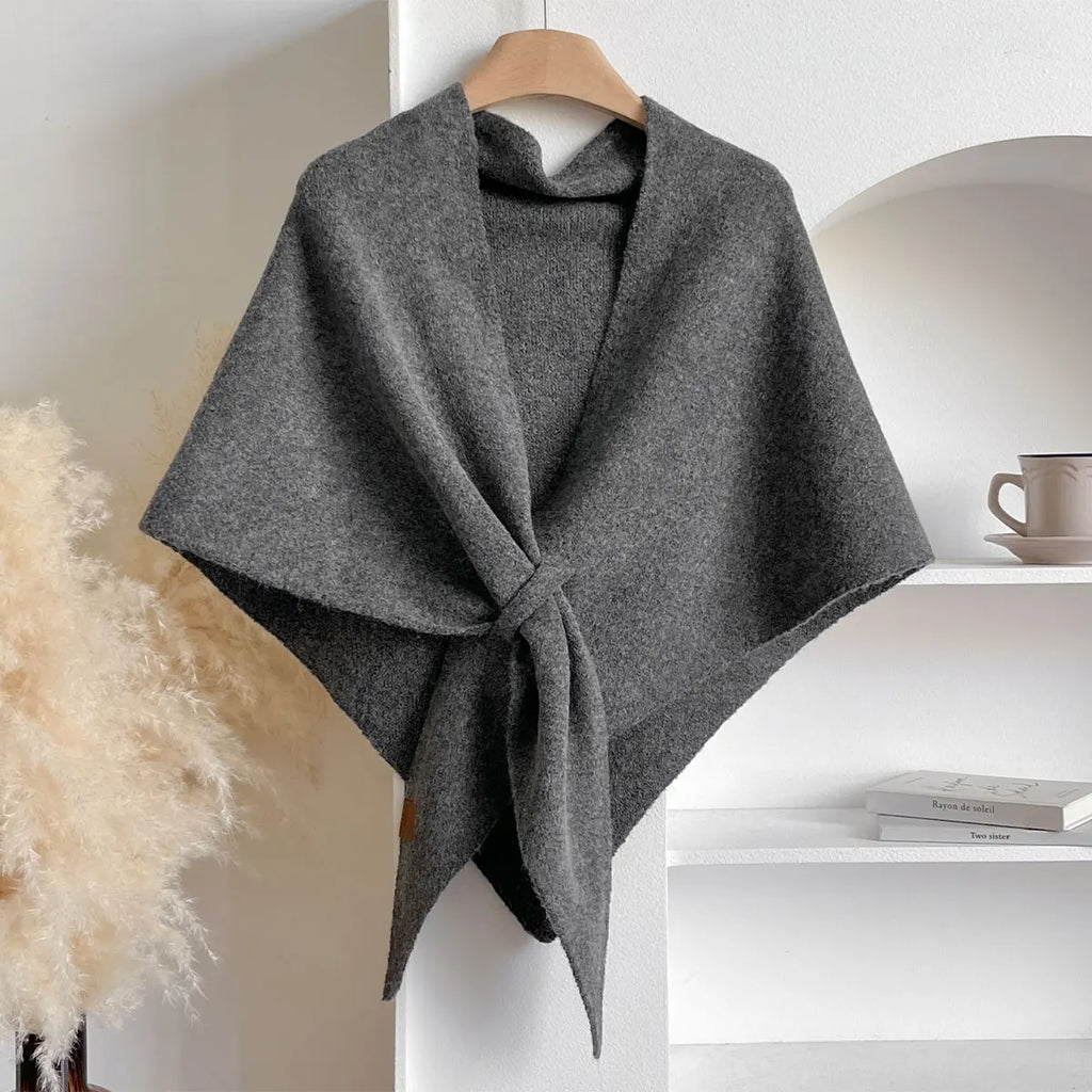 Écharpe triangulaire femme 180 x 70 cm, automne et hiver, gris foncé