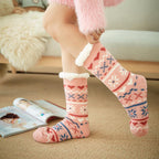 Chaussettes d'intérieur femme à semelle antidérapante, revers doux