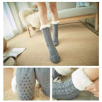 Chaussettes d'intérieur femme à semelle antidérapante, revers doux