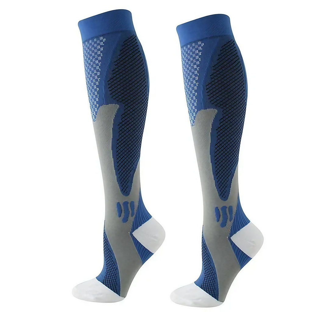 Chaussettes de compression respirantes, six coloris, trois tailles, bleu
