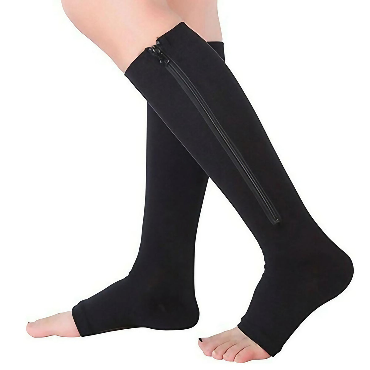 Chaussettes de compression mixtes 20-30 mmHg, sans coutures, noir