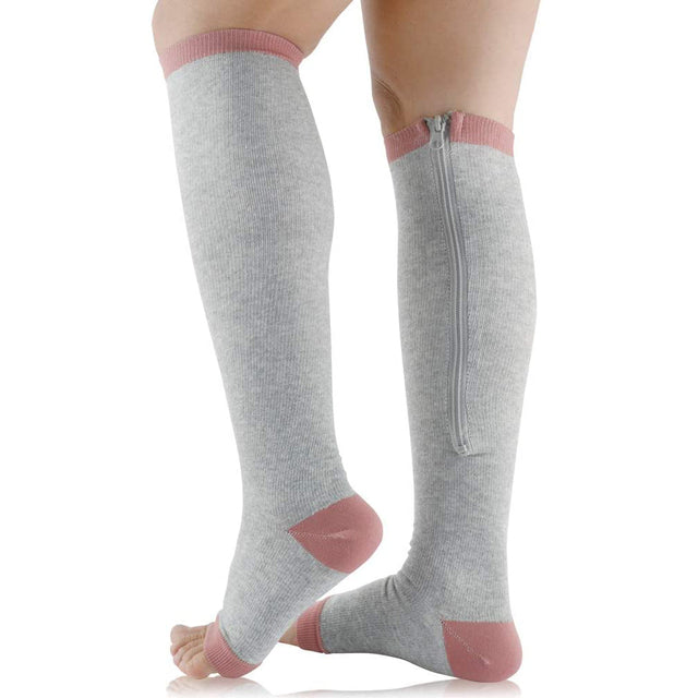 Chaussettes de compression mixtes 20-30 mmHg, sans coutures, gris