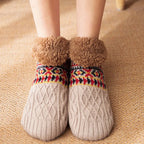 Chaussettes de sol unisexe doublées fausse fourrure, antidérapantes