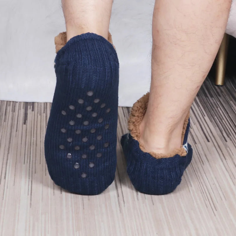 Chaussettes de sol unisexe doublées fausse fourrure, antidérapantes