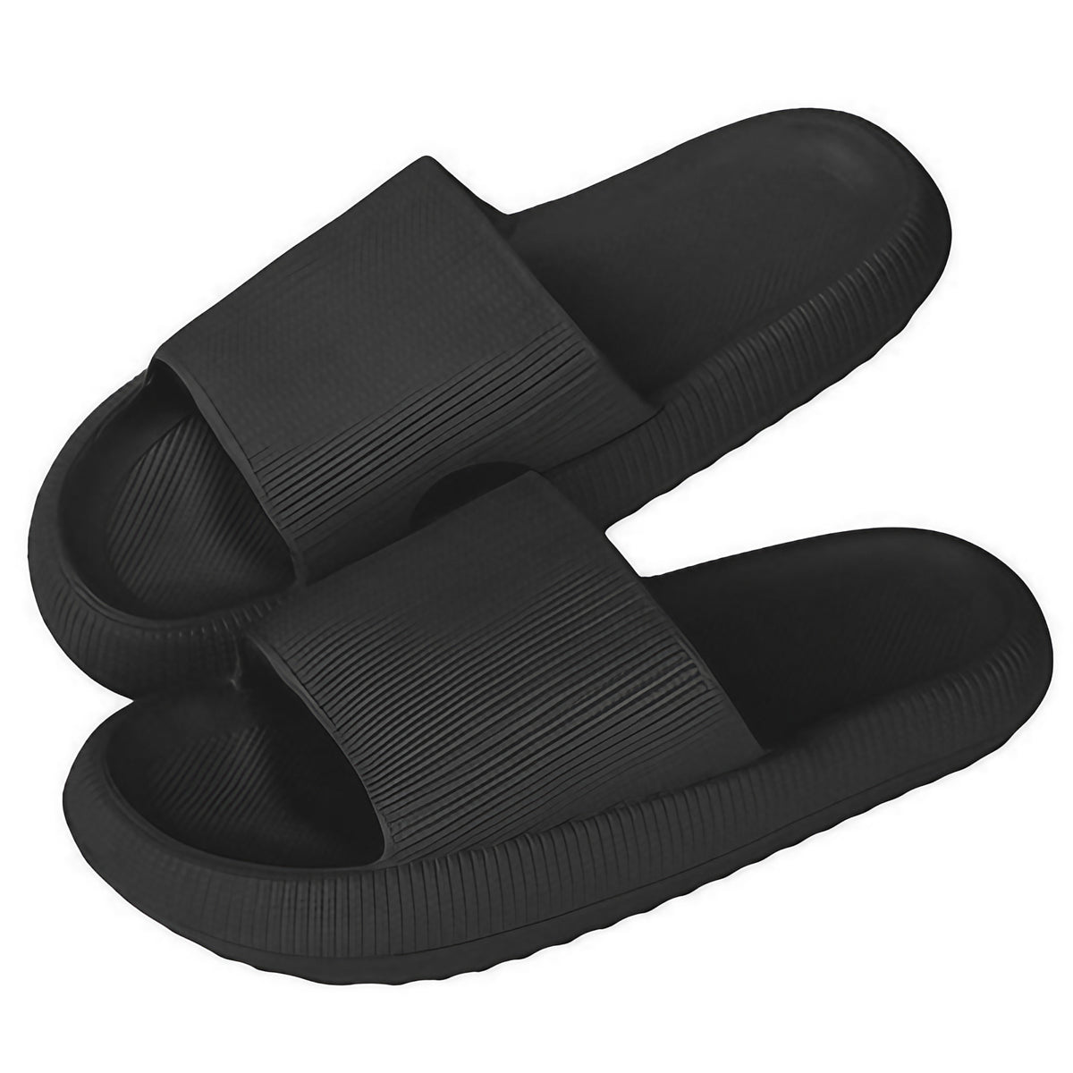 Chaussons femme à doublure douce, semelle antidérapante, noir
