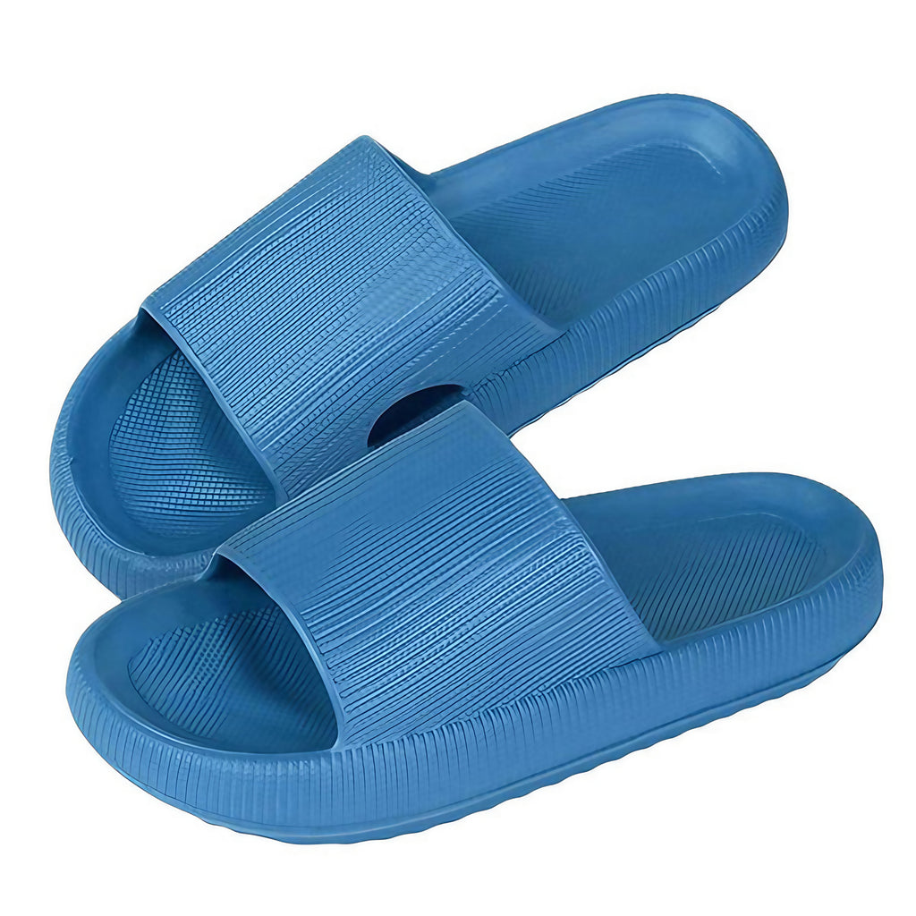 Chaussons femme à doublure douce, semelle antidérapante, bleu