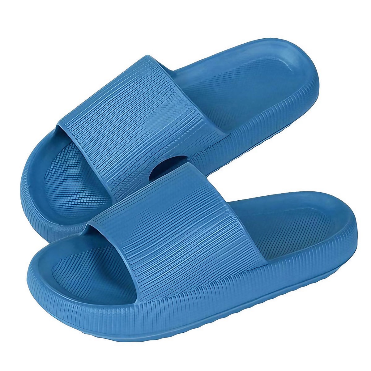 Chaussons femme à doublure douce, semelle antidérapante, bleu