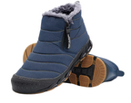 Chaussons chauds femme doublés peluche, soutien de la voûte, bleu