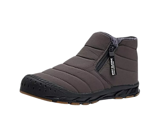 Chaussons chauds femme doublés peluche, soutien de la voûte, gris