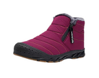 Chaussons chauds femme doublés peluche, soutien de la voûte, rouge violet